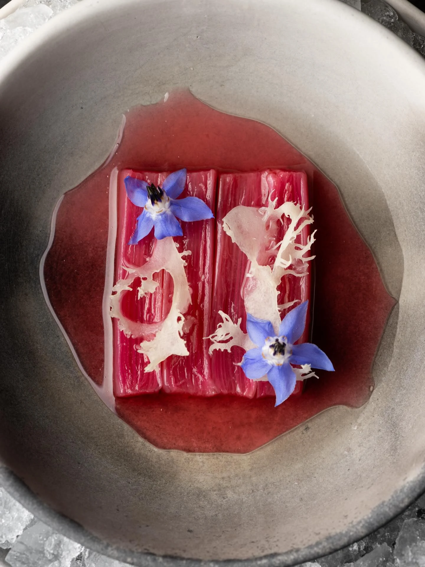The Menu: Upstate Farms Meet Korean Technique features striking blue edible flowers.