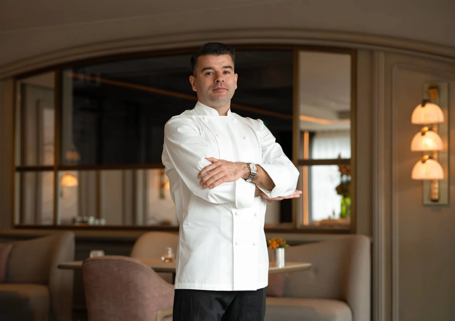 Stephen Lancaster at work in the Sézanne dining room.