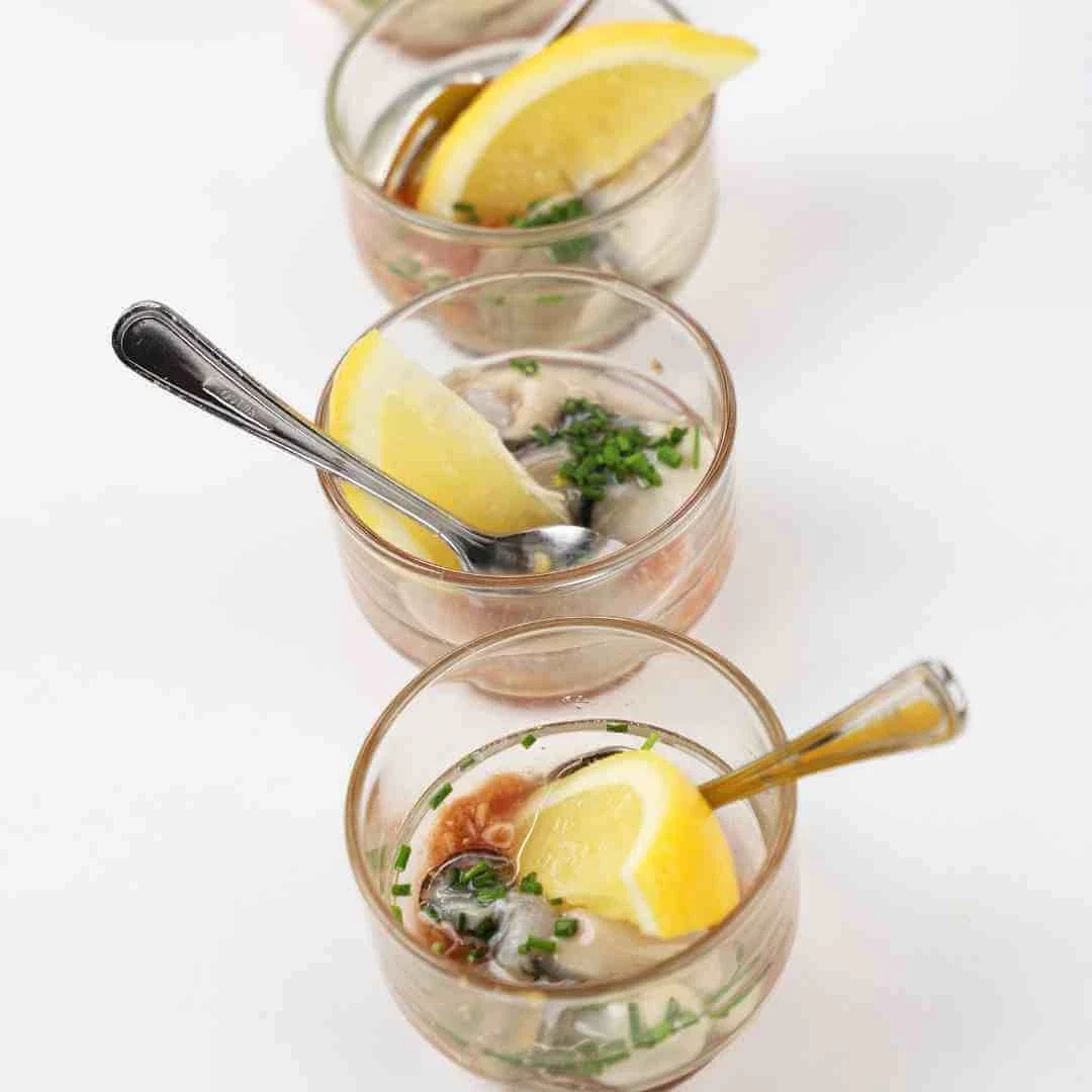 Oyster shooters, a signature dish by teage ezard.