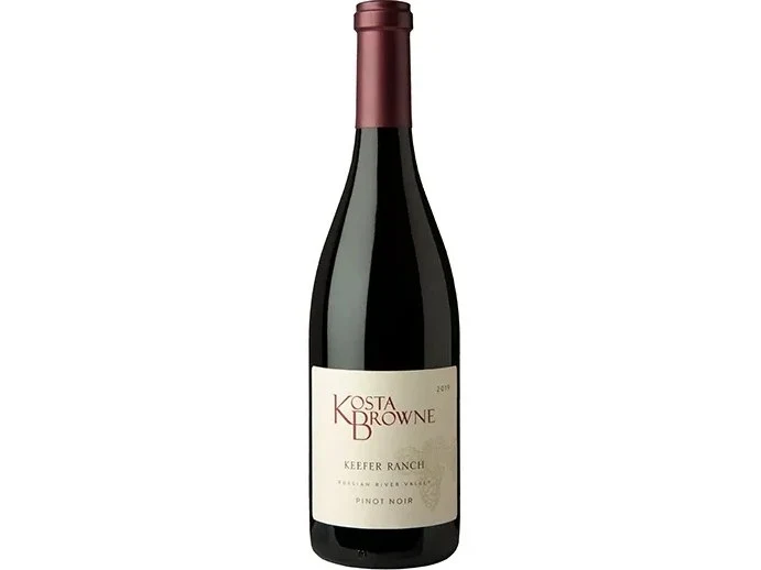 A single bottle of Kosta Browne Keefer Ranch Pinot Noir on a neutral background