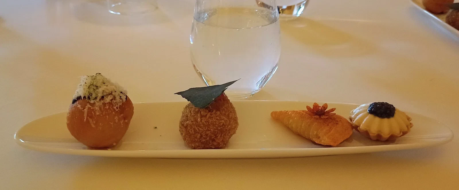 Sturia caviar on a mussel tart at The Dining Room at Whatley Manor